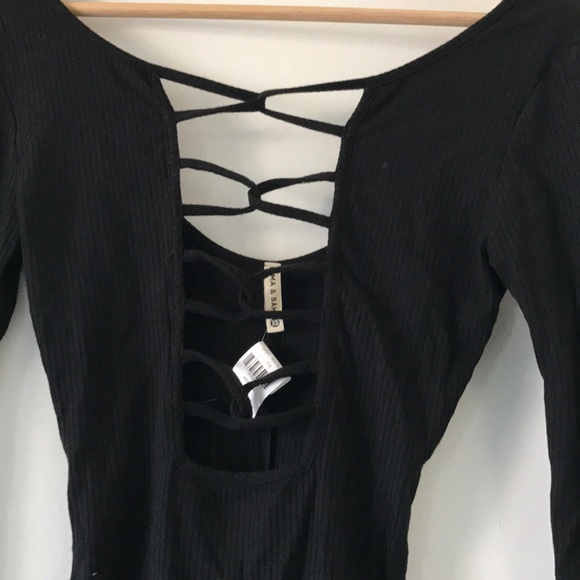 LF Emma and sam black lace up bodysuit - Picture 7 of 7